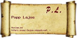 Popp Lajos névjegykártya